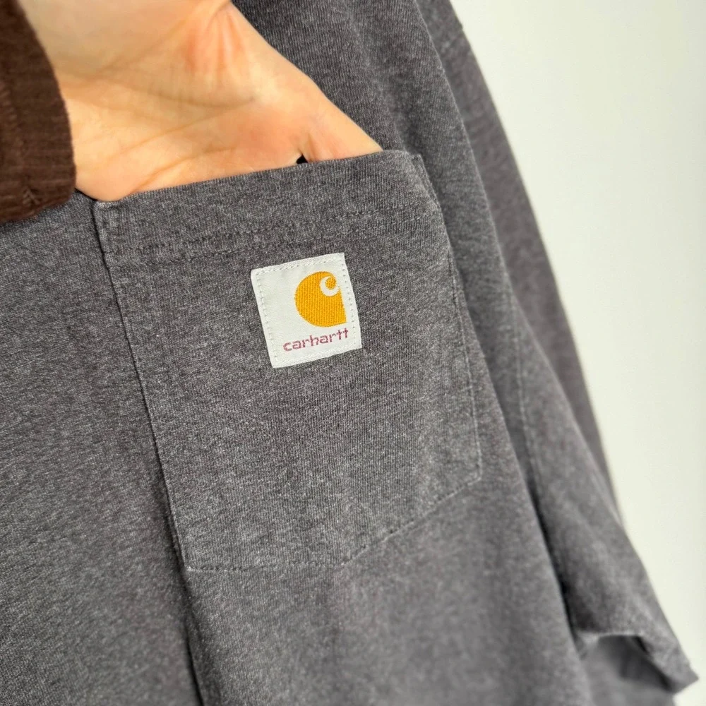 J9 Carhartt Loose Fit Mens 2XL Tall Gray Long Sleeve Shirt‎ With Pocket Crewneck